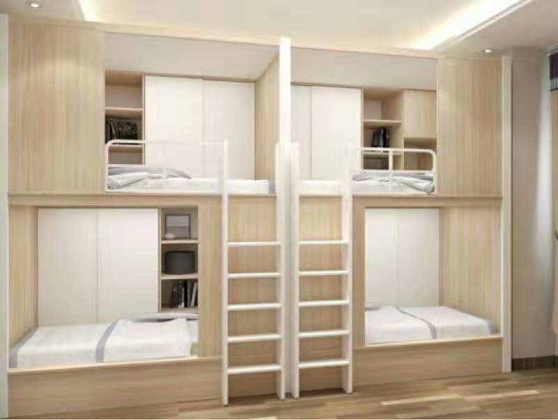 上海公寓床定制 学生宿舍床 高低床 实木双层床 长租公寓家具供应商 公寓床生产厂家